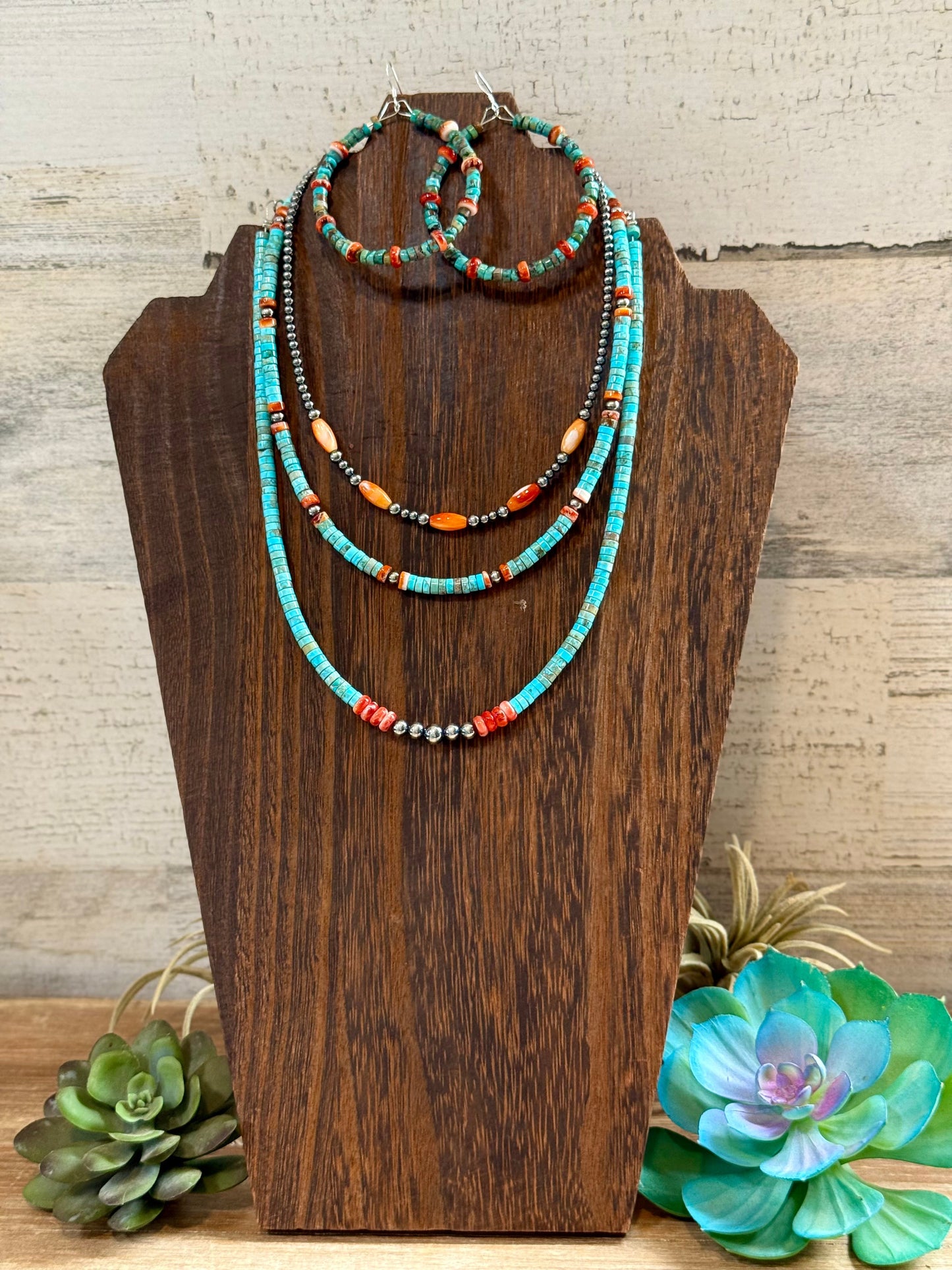 Turquoise & Spiny Oyster Stack – 4 Piece Layered Set