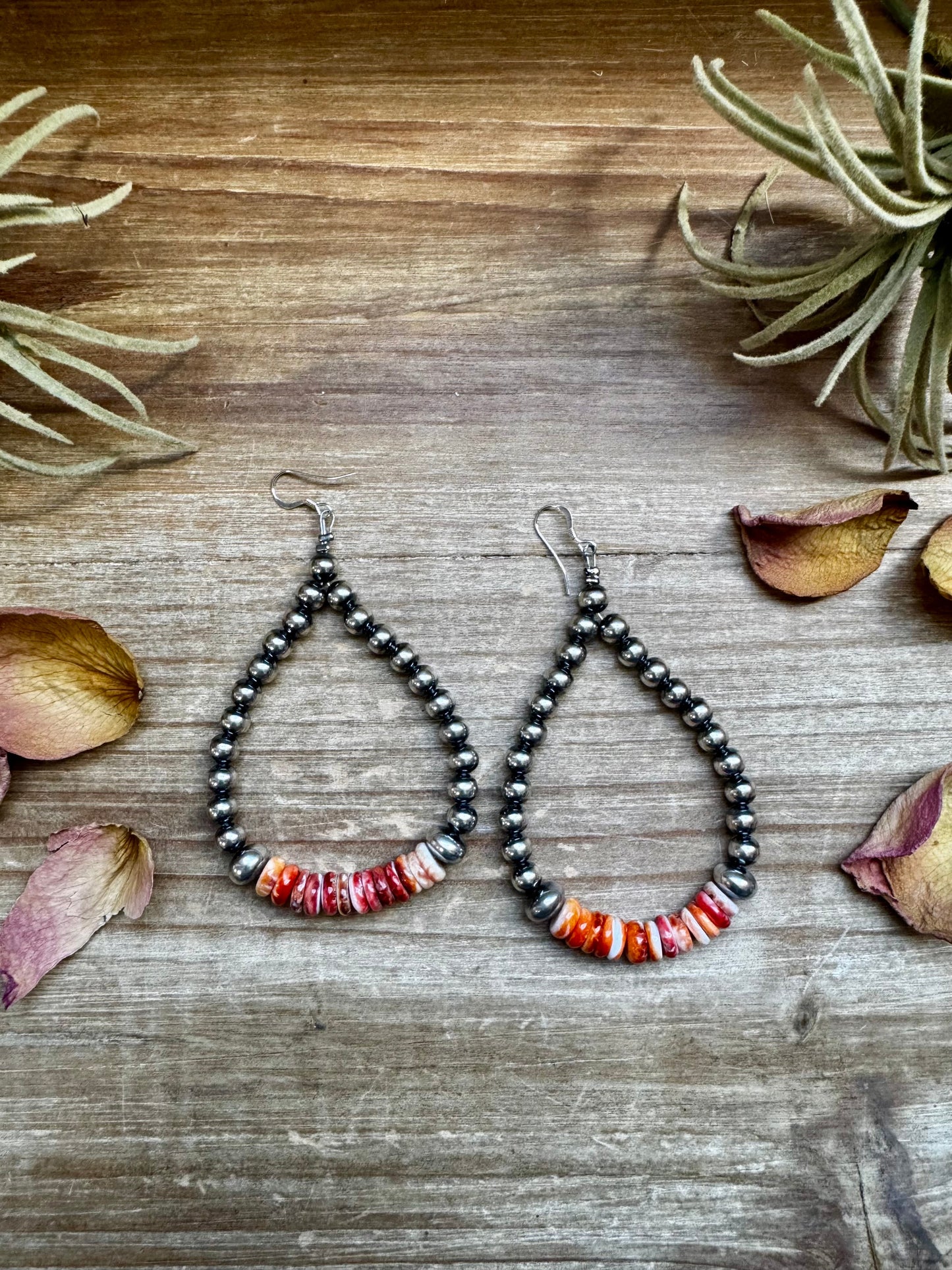Teardrops Earrings - American Rodeo Collection - Sterling Silver Pearls & Spiny