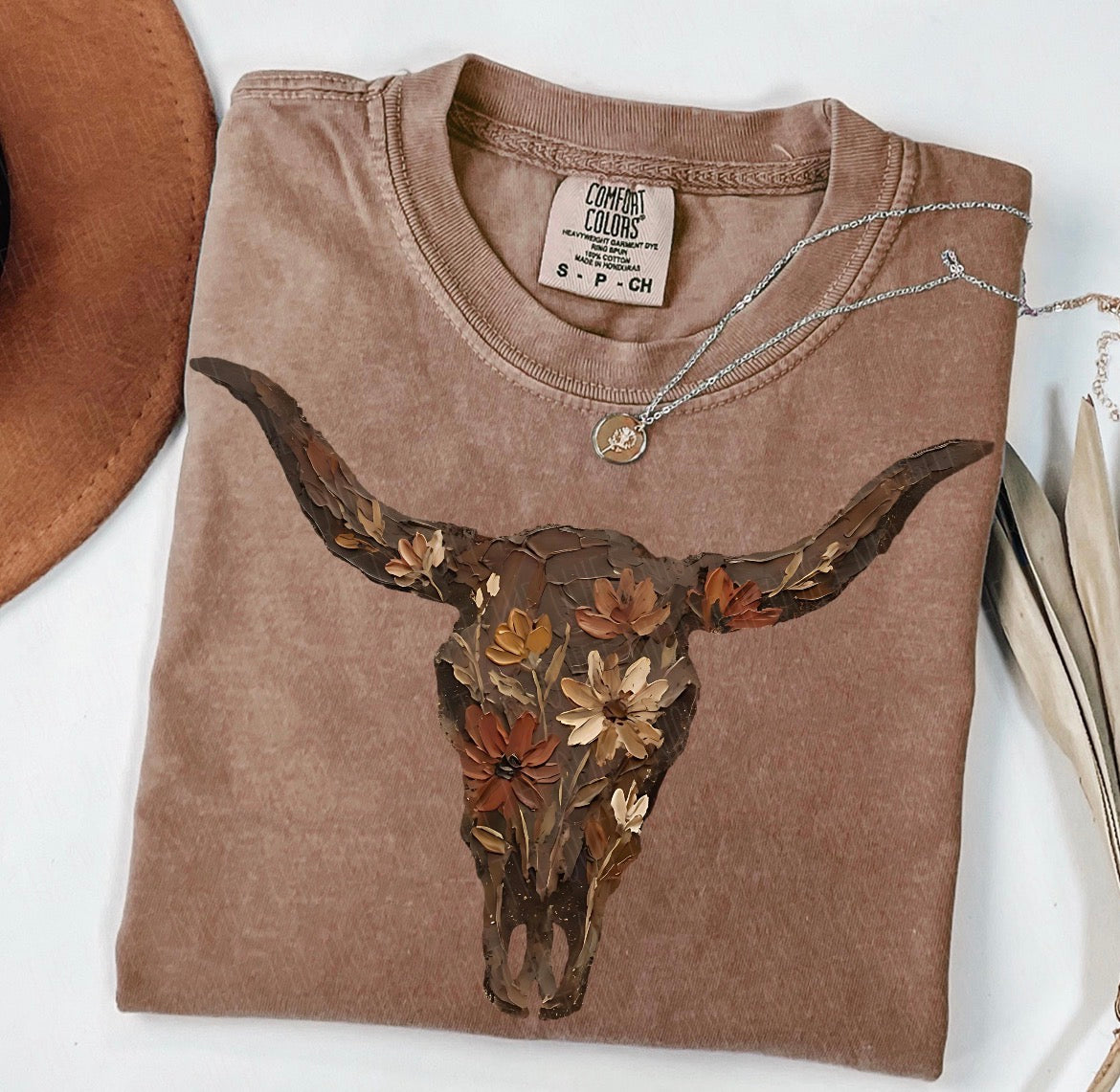 PREORDER-Hippy cow skull tee