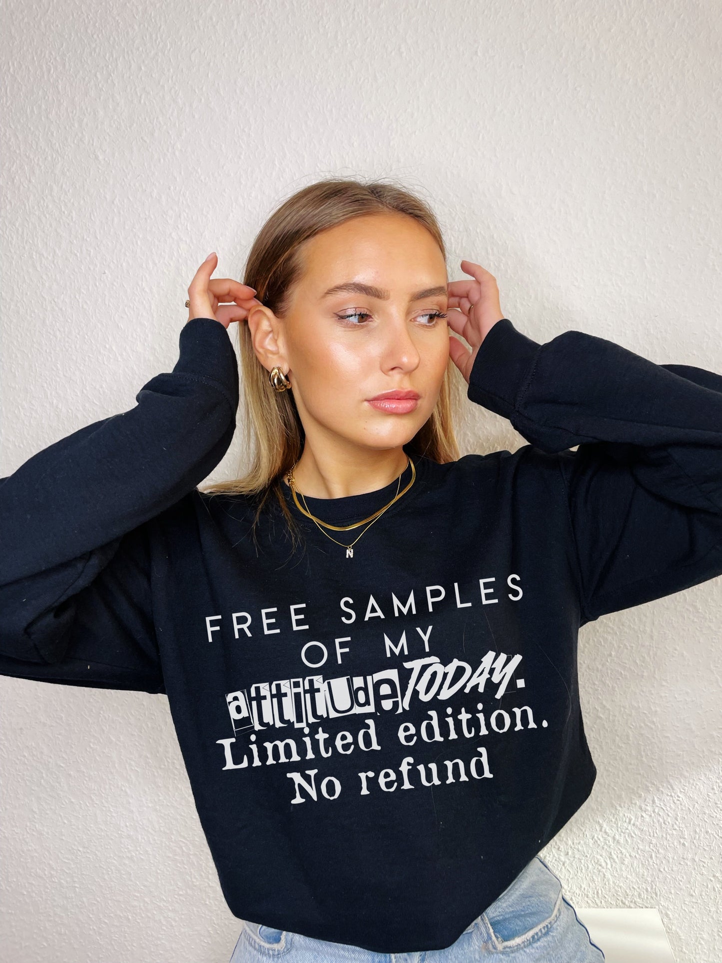 Free Samples of My Attitude Today Kids–Adult Gildan Black Shirt – Graphic Tee, Long Sleeve & Crewneck.