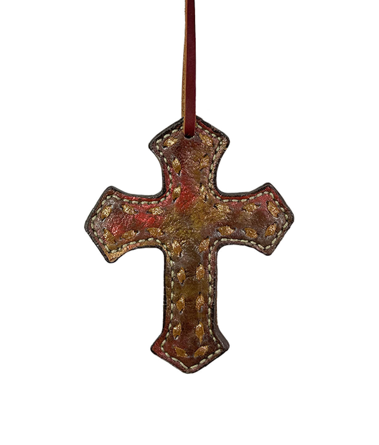 108-CCM Cross vintage metallic rose dust overlay with copper buckstitch