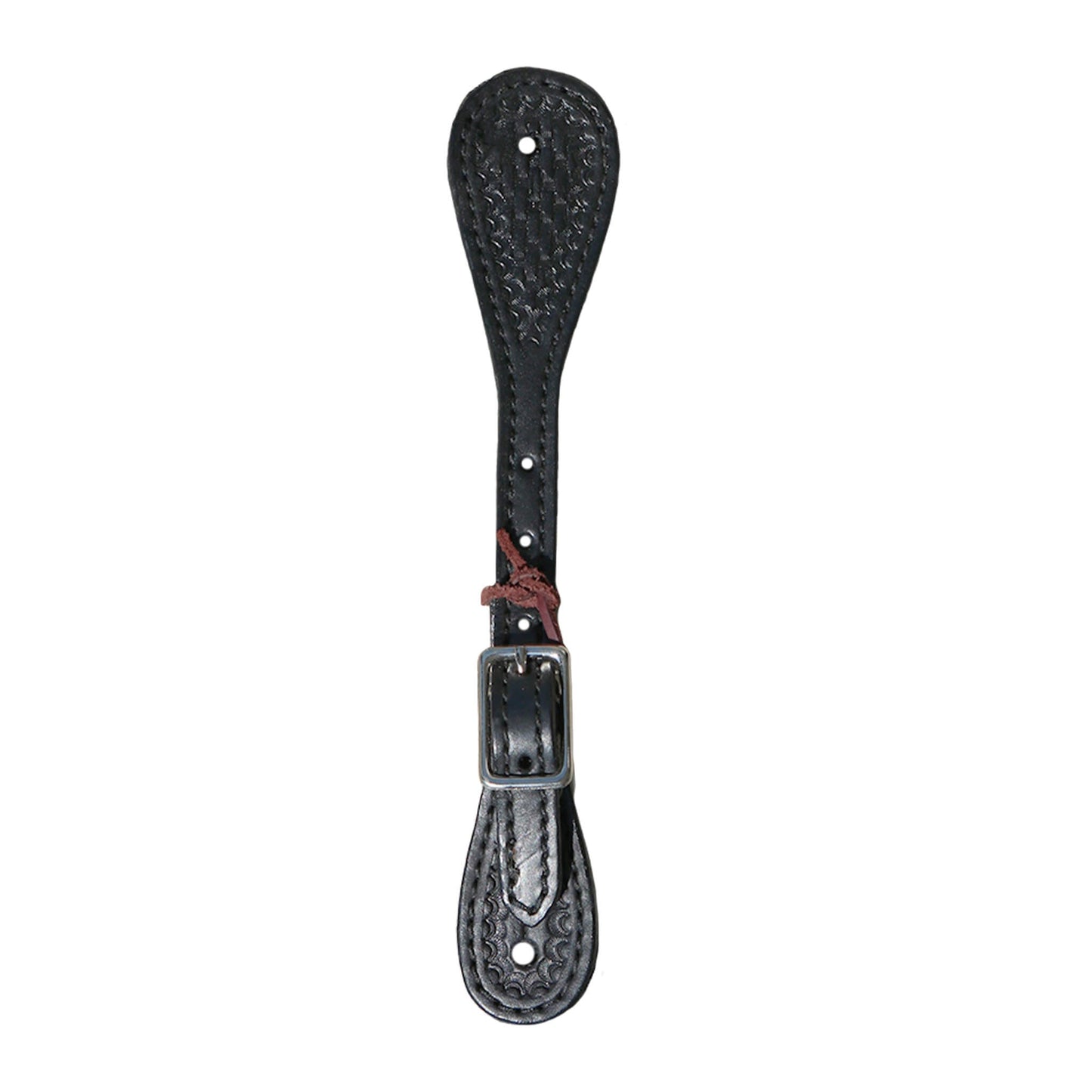 370-KA Ladies and kid's spur straps black leather basket tooled