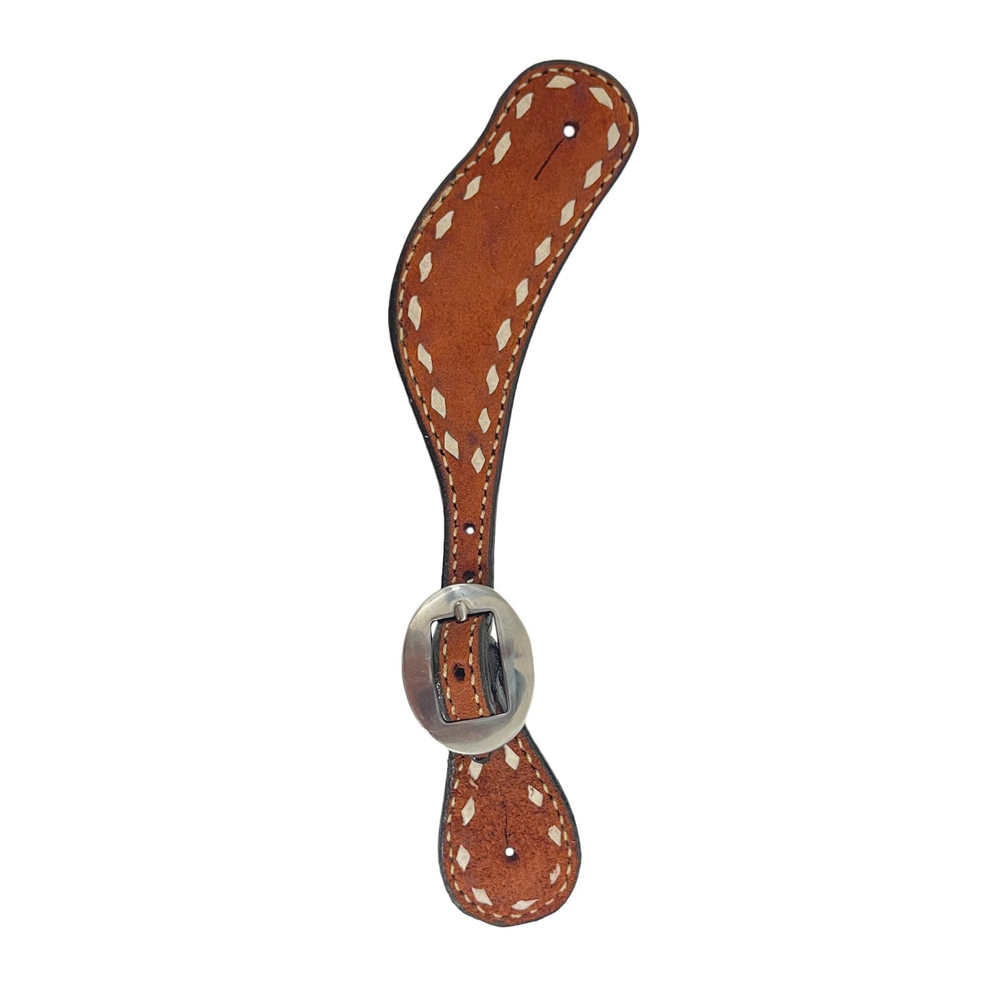 382-TBS Ladies spur straps rough out toast leather with buckstitch