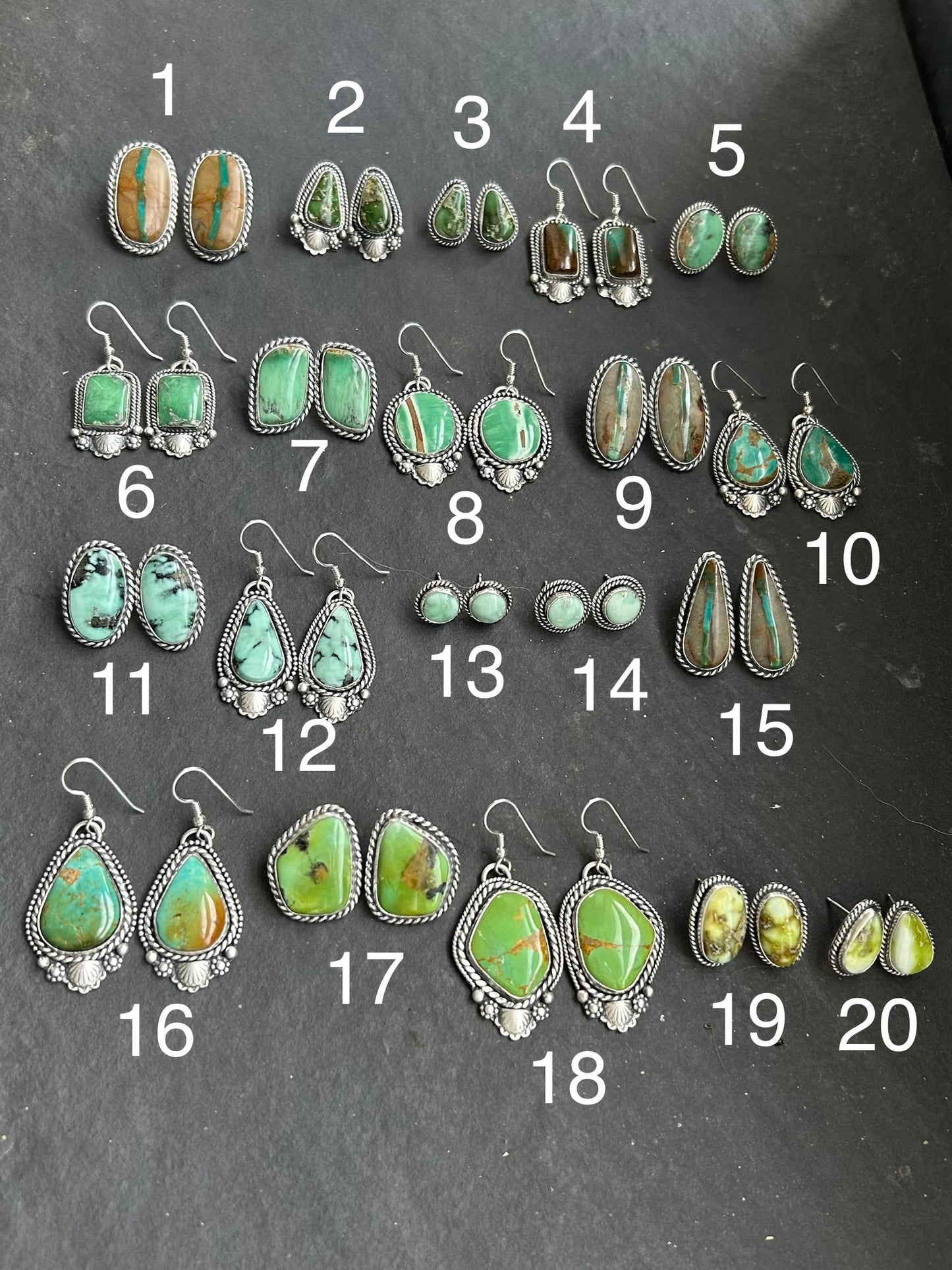 3 - Sterling Silver Sonoran Gold Turquoise Stud Earrings by Jason Ogg