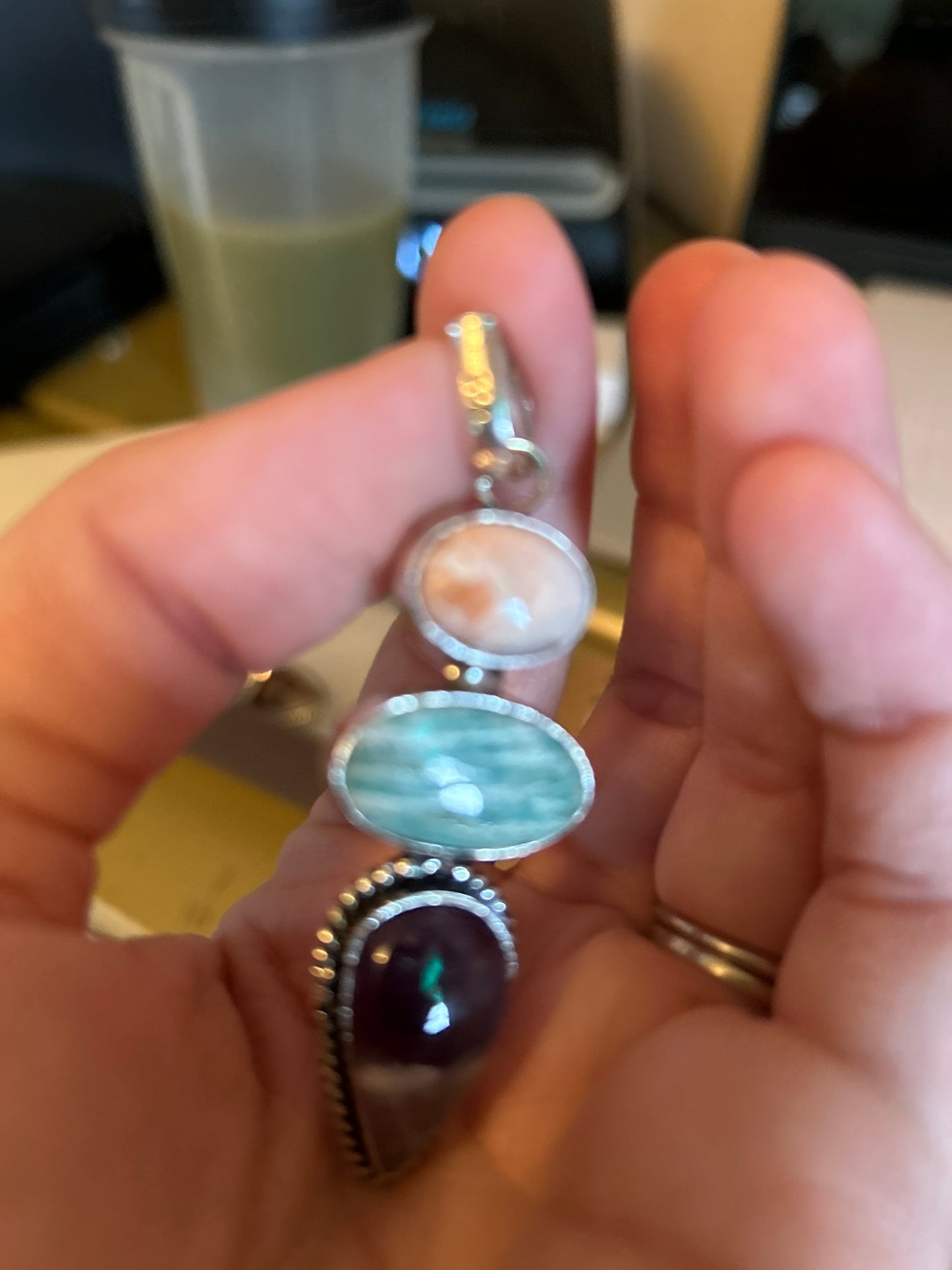 Stamped 3 Stone Pendant