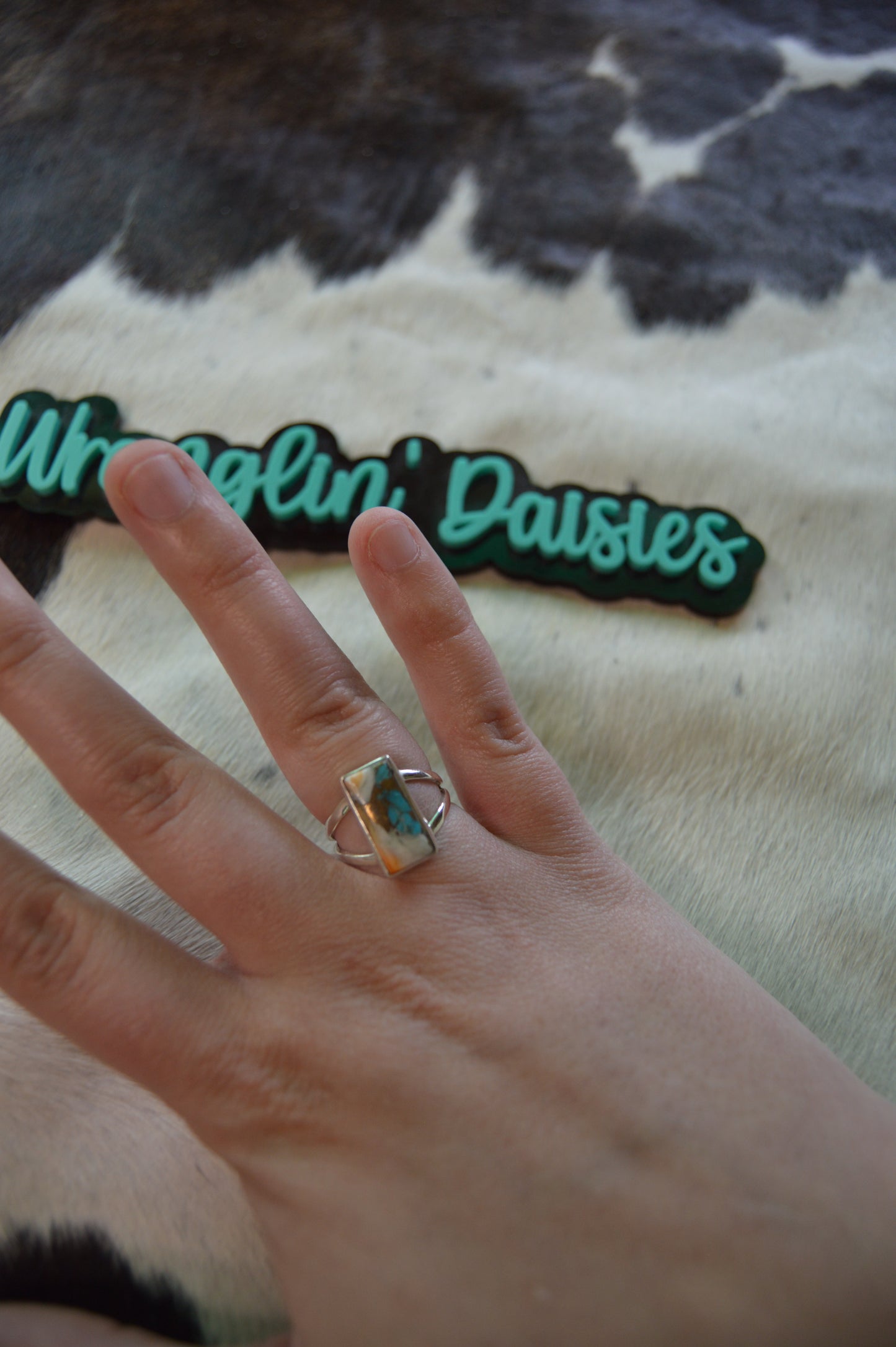 Size 7 Spiny Oyster & Turquoise Ring