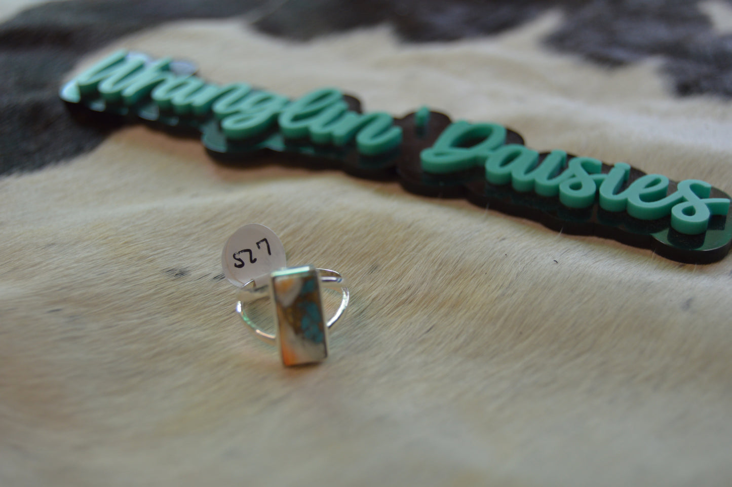 Size 7 Spiny Oyster & Turquoise Ring