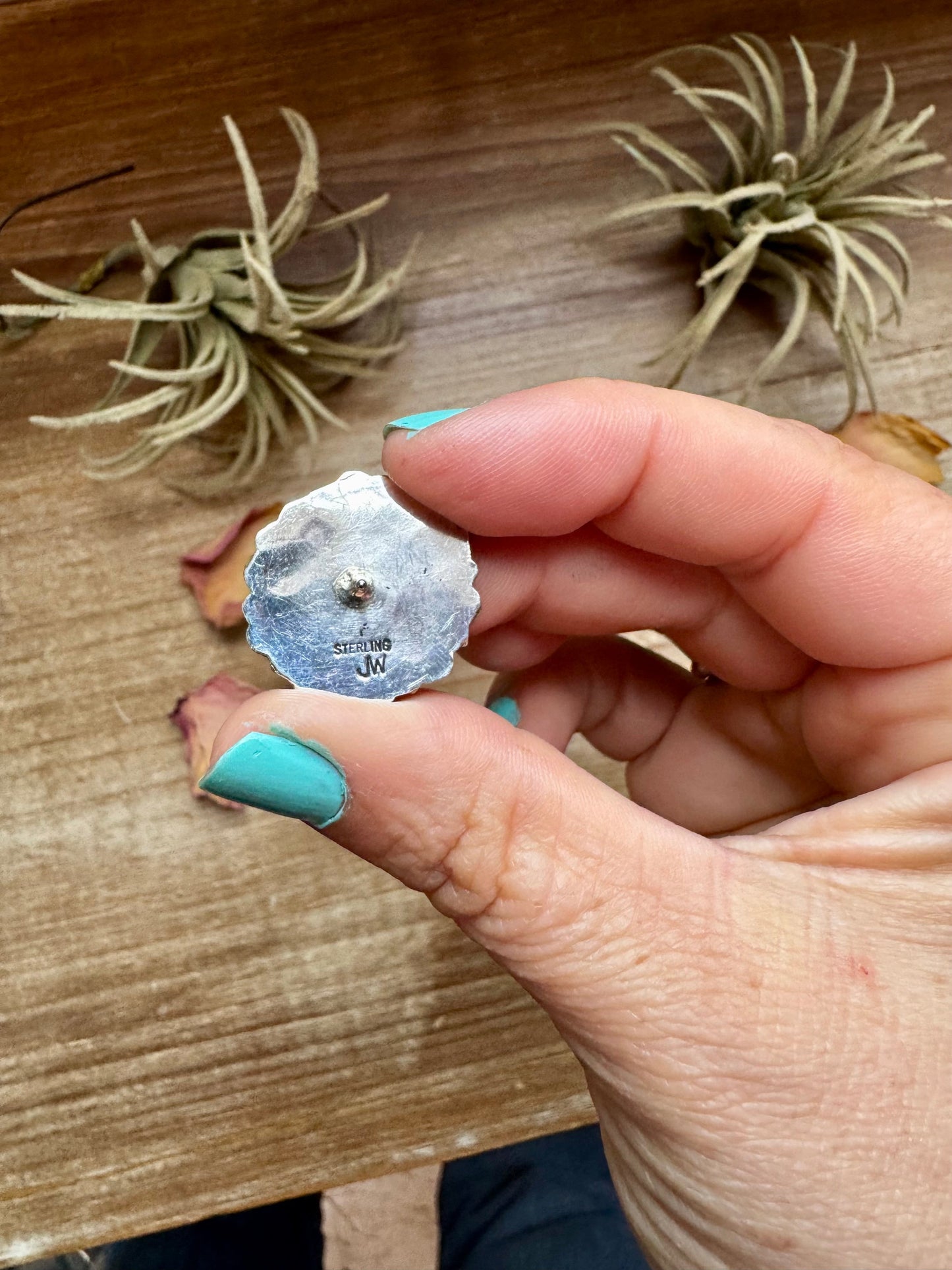 Cluster Earrings – Genuine Turquoise & Sterling Silver