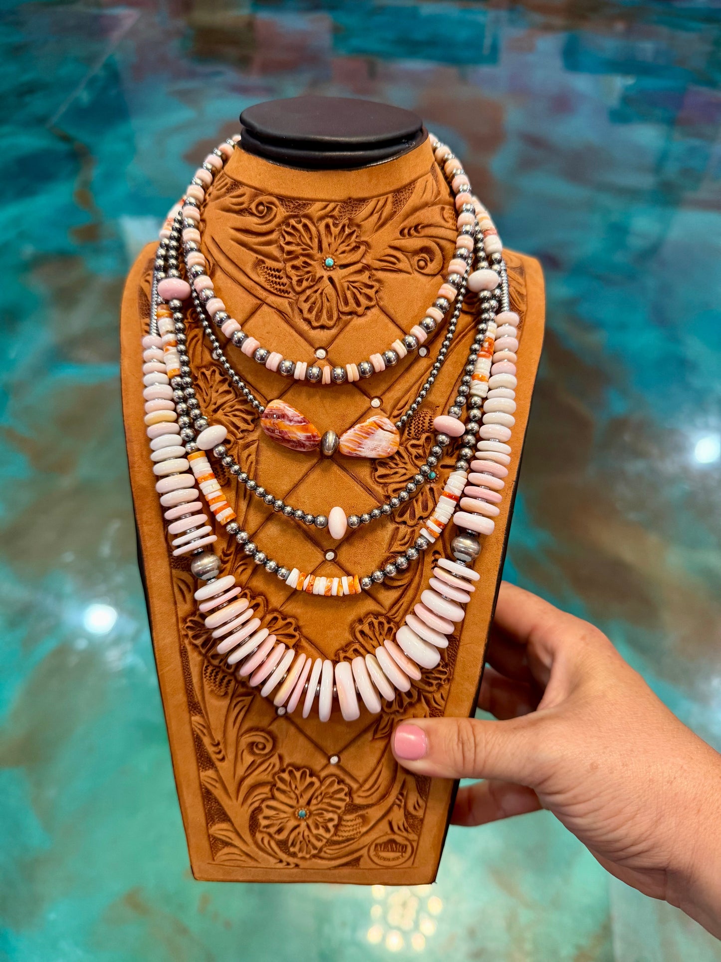 Pink Conch & Spiny Oyster Sterling Set