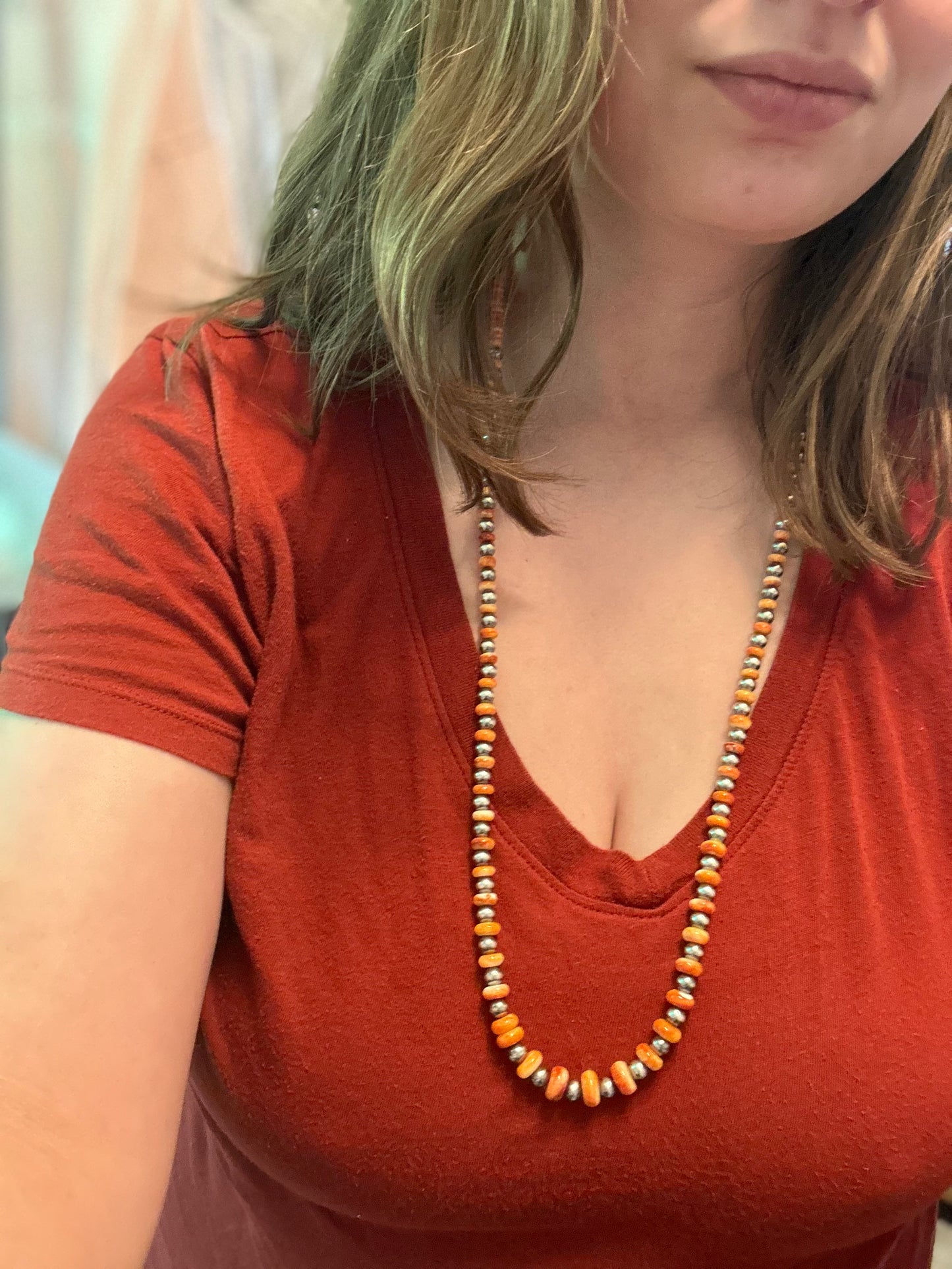 30 inch Pearls and Orange Spiny