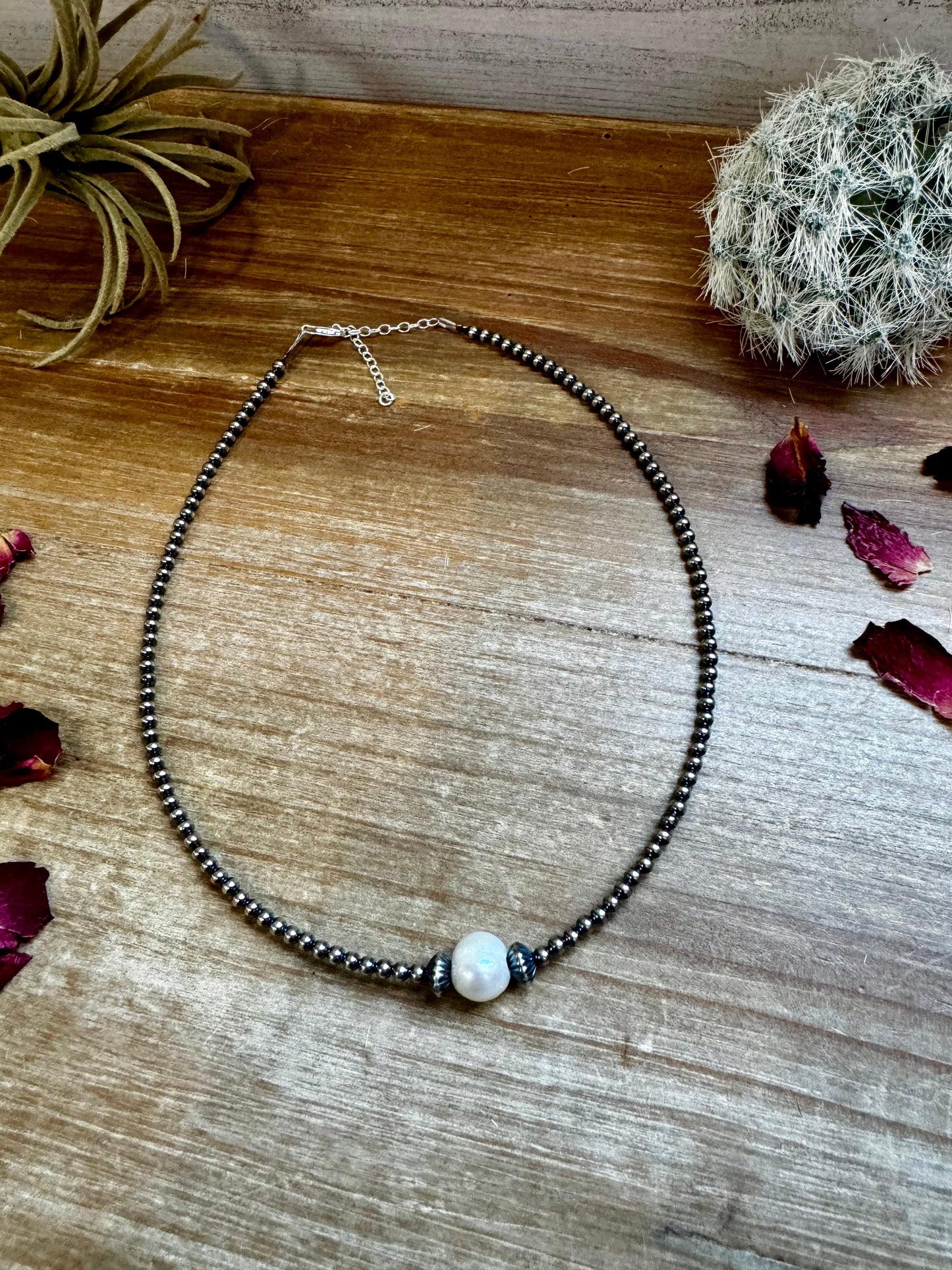 14 inch 3 mm sterling silver pearls choker - fresh water pearls