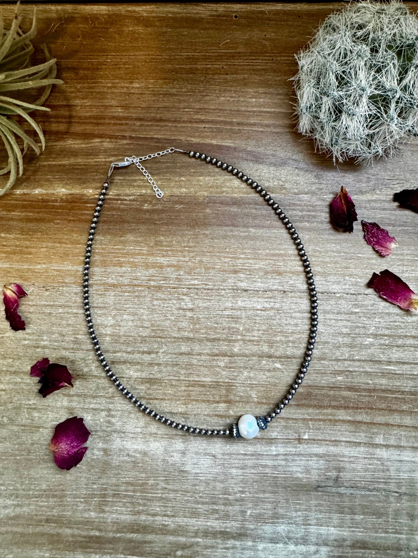 14 inch 3 mm sterling silver pearls choker - fresh water pearls