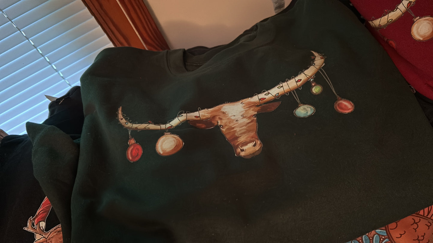 Christmas Longhorn Crewneck