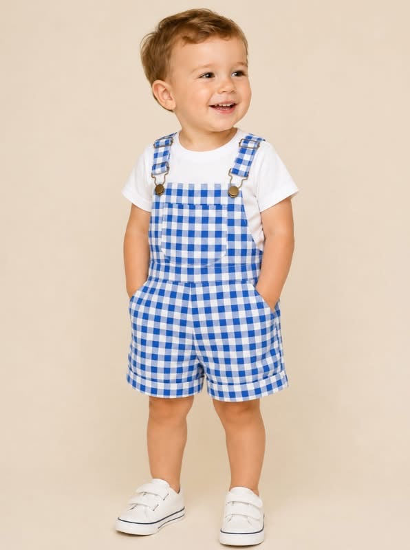 PREORDER-blue plaid overalls