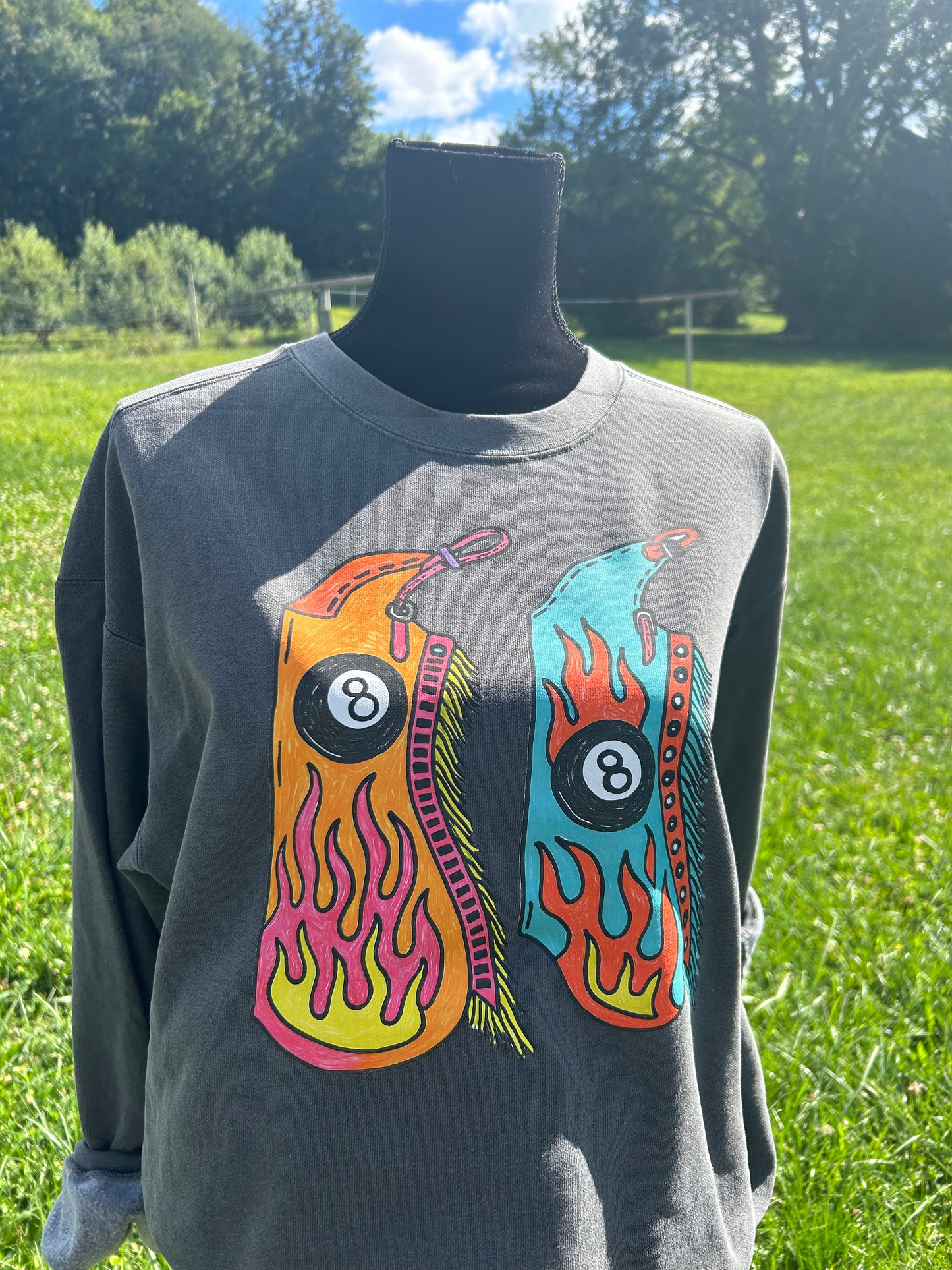 Flaming Eight ball crewneck CC