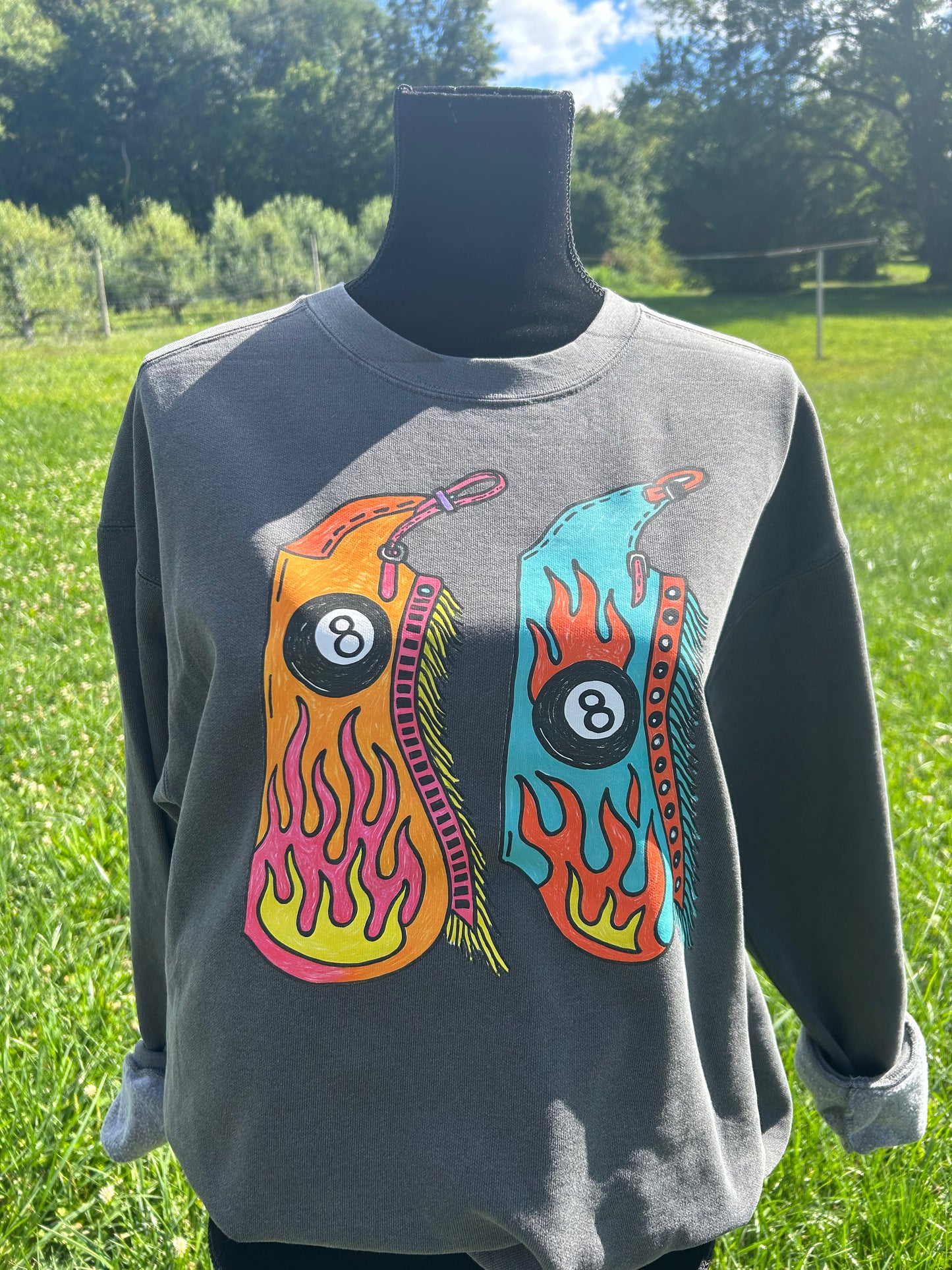 Flaming Eight ball crewneck CC