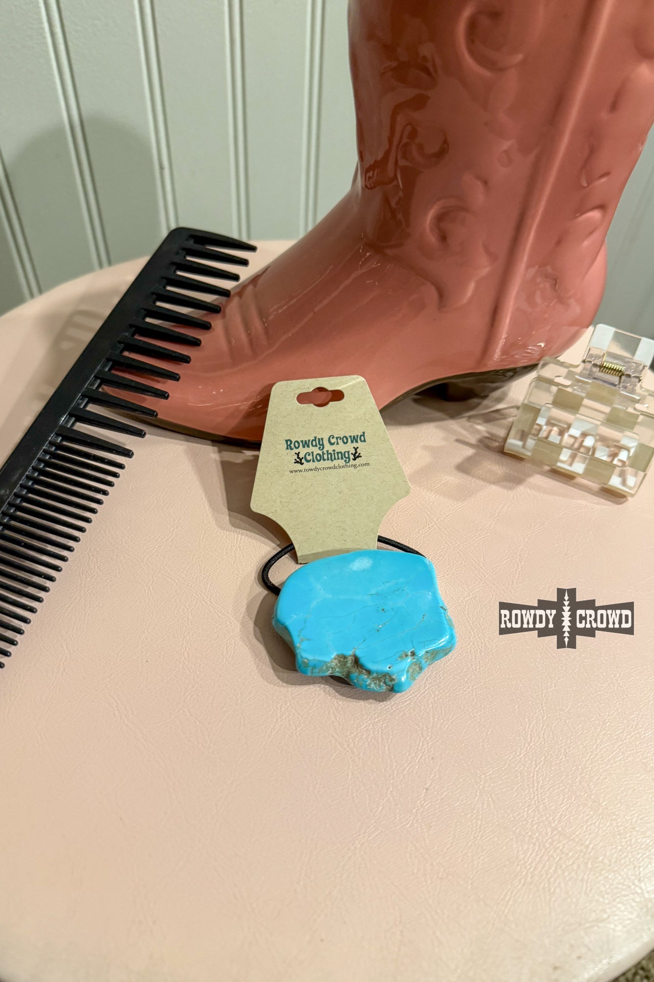 DS Turquoise Rock Ponytail Holder