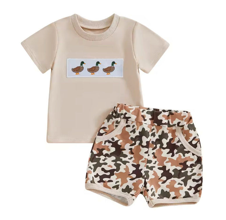Duck Camo Embroidered Short Set RTS