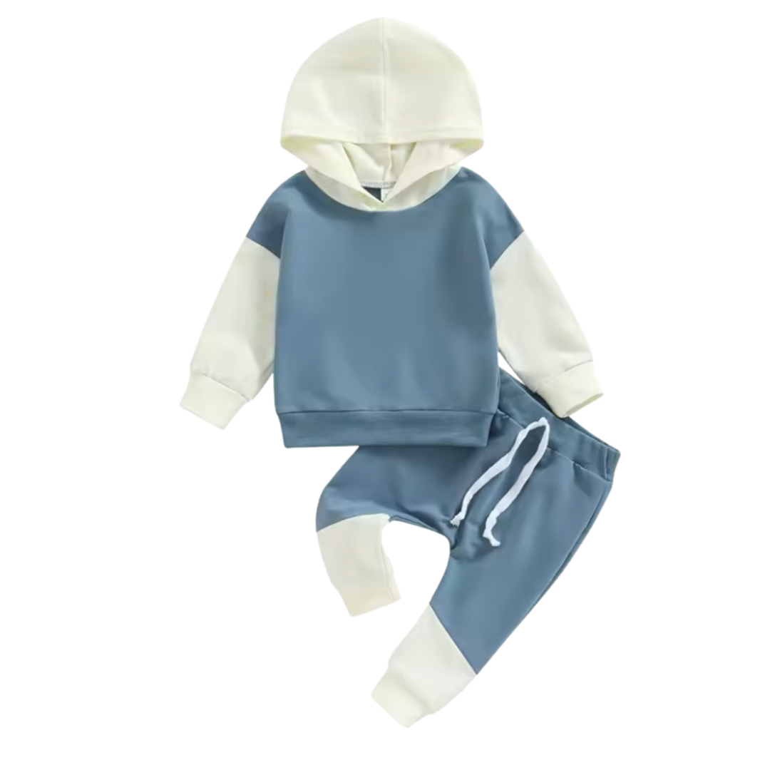 Blue and Cream Colorblock Lounge Set