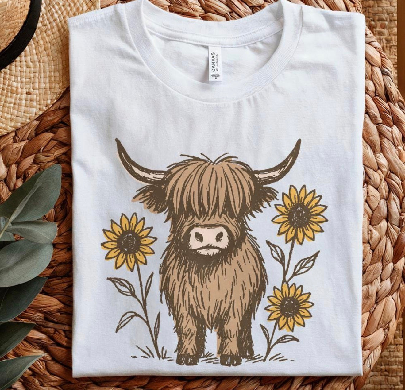 Bella Canvas Highland Cow Sunflower