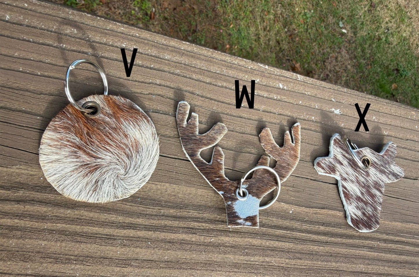 Genuine Hair-On-Hide Keychain – Single-Sided Cowhide Shapes