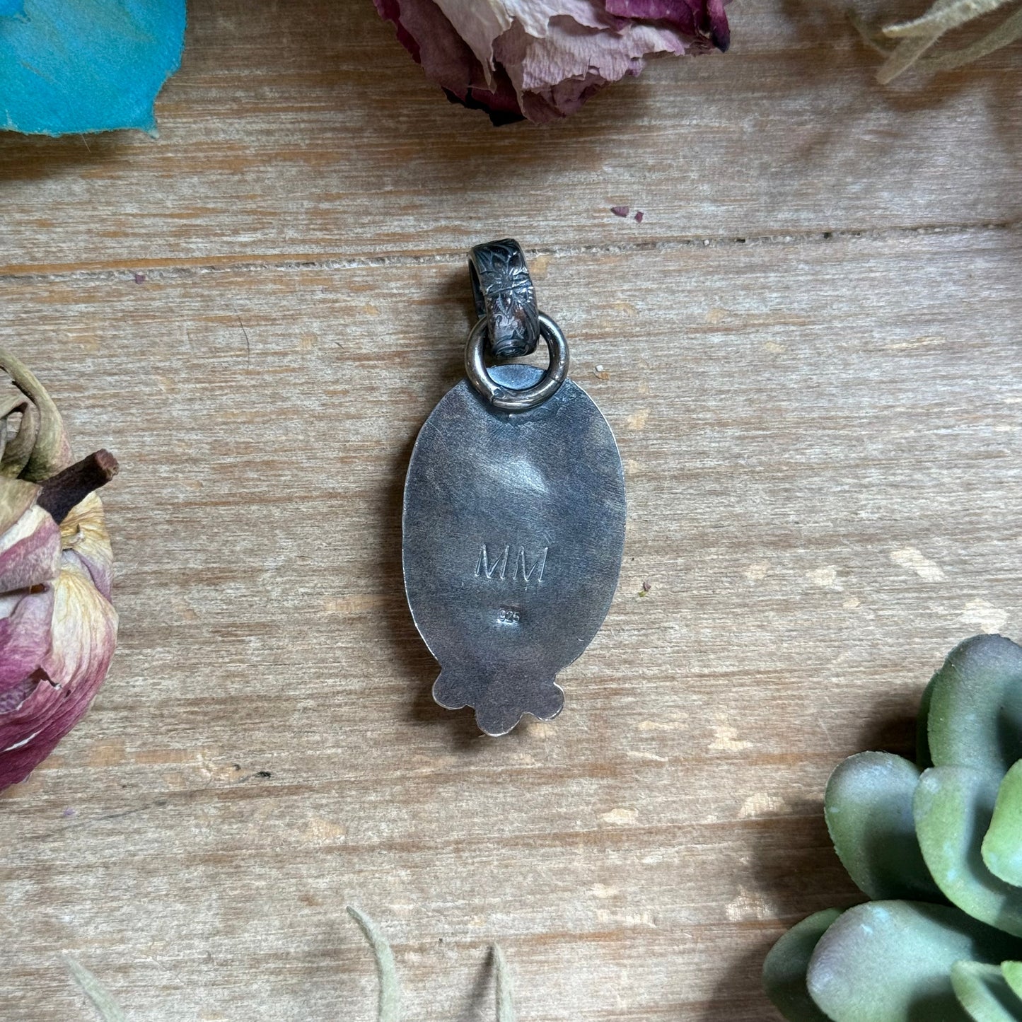 MJ pendant - Sterling Silver Turquoise Pendant
