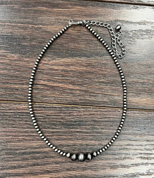 Faux 15" Silver Bead Necklace