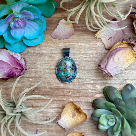 Turquoise Pendant – Sterling Silver (Fits 6mm Pearls)