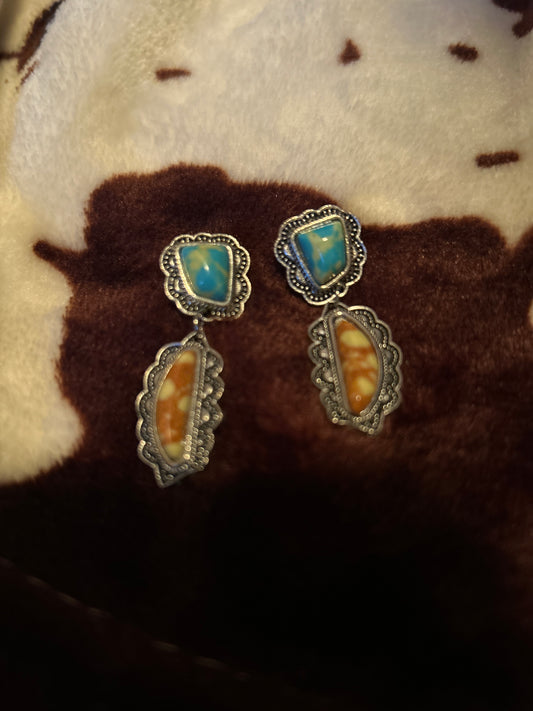 Turquoise colored drop earrings