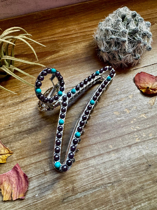 New Style - Turquoise/ faux pearl mix Hair Clips