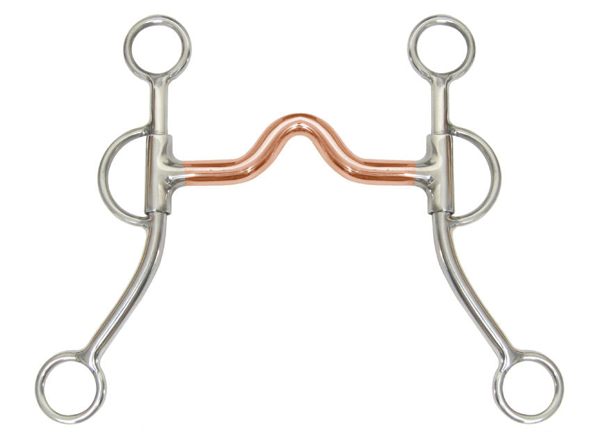 AJ Tack Double Rein Long Shank Medium Copper Port Bit