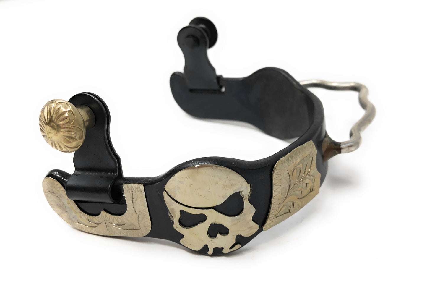 AJ Tack Ladies Antique Brown Pirate Skull Bumper Spurs