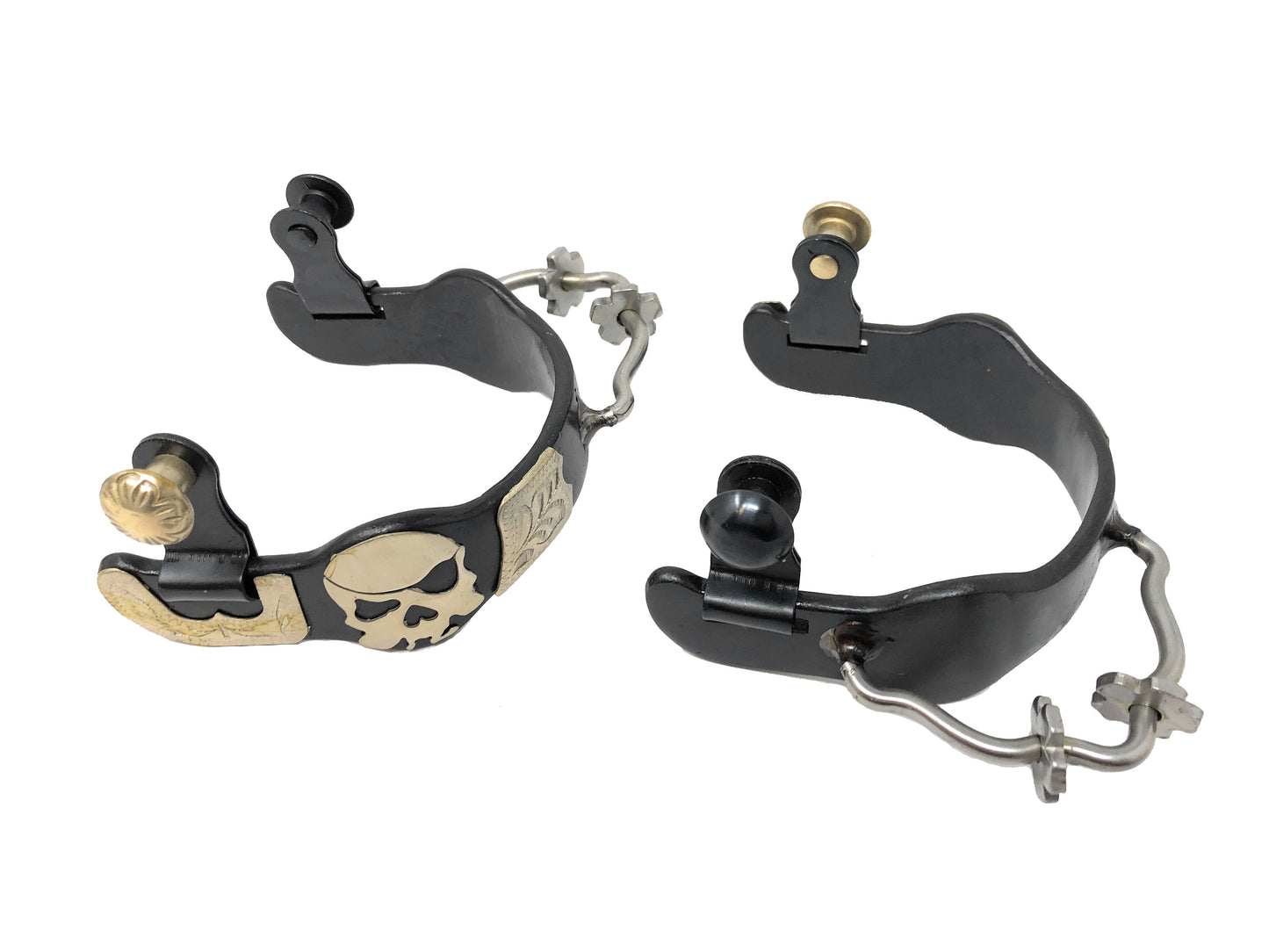 AJ Tack Ladies Antique Brown Pirate Skull Bumper Spurs with Rowels