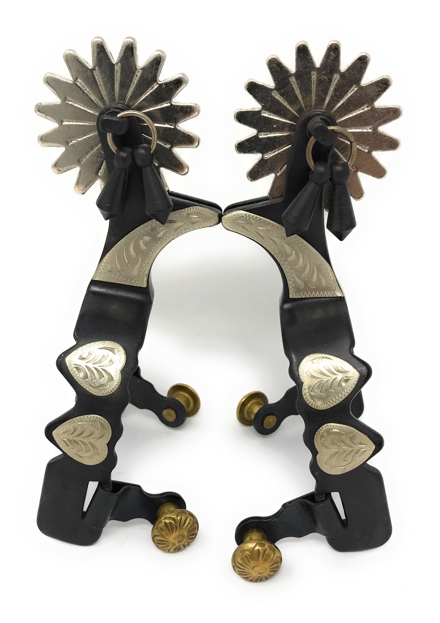 AJ Tack Youth Antique Brown Hearts Spurs