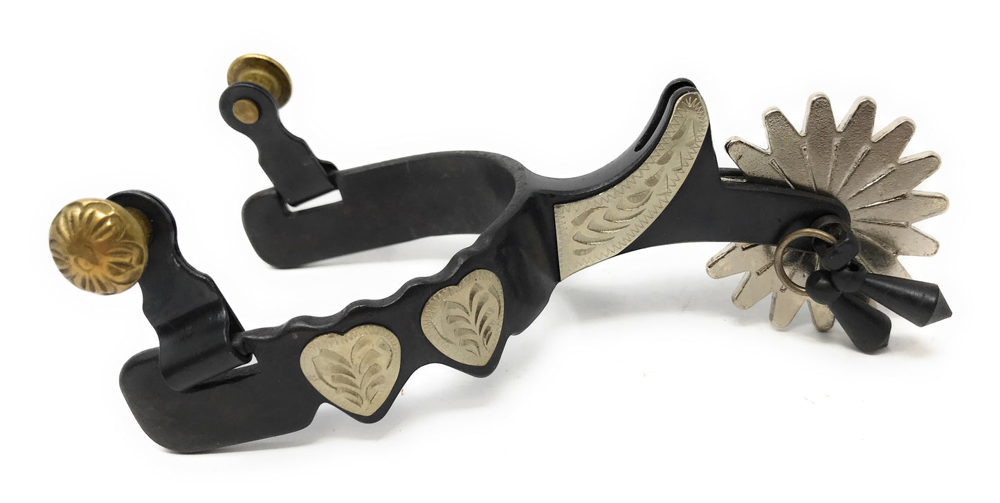 AJ Tack Youth Antique Brown Hearts Spurs