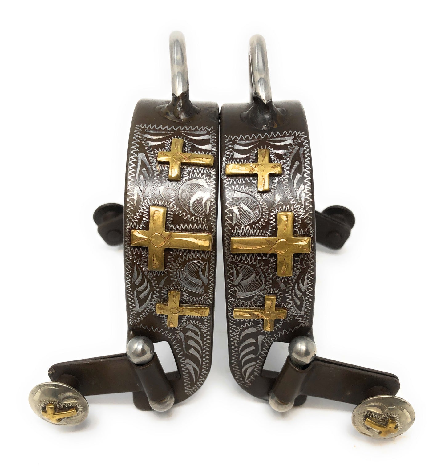 AJ Tack Men's Antique Brown Three Cross Bumper Spurs