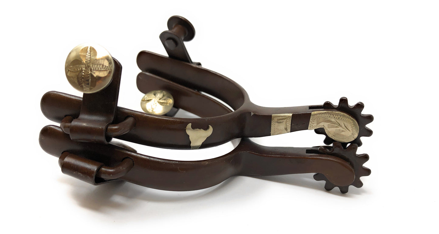 AJ Tack Youth Antique Brown Steer Head Spurs