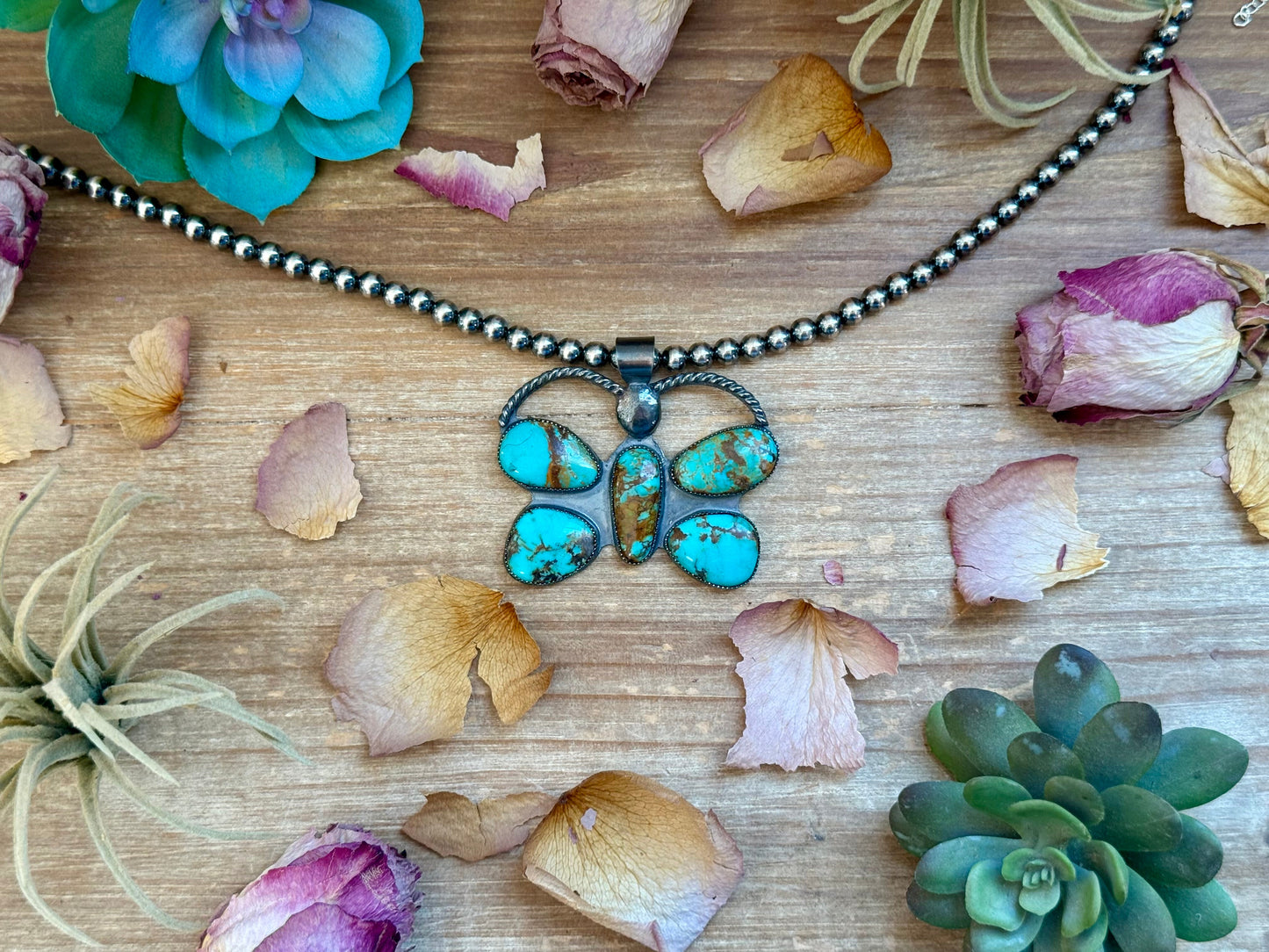 Turquoise Butterfly Pendant – Sterling Silver