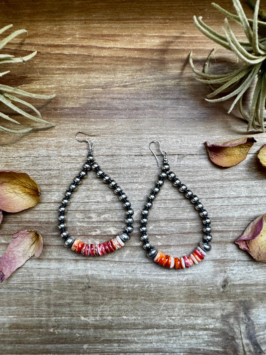 Teardrops Earrings - American Rodeo Collection - Sterling Silver Pearls & Spiny