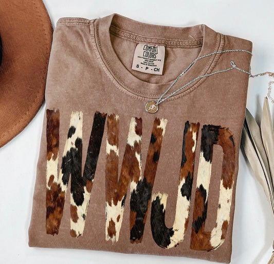 PREORDER-WWJD Cowprint brushstroke tee