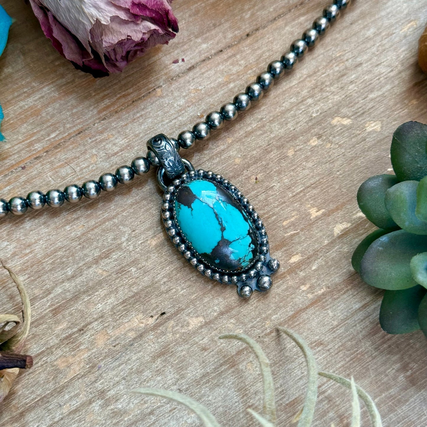 MJ pendant - Sterling Silver Turquoise Pendant