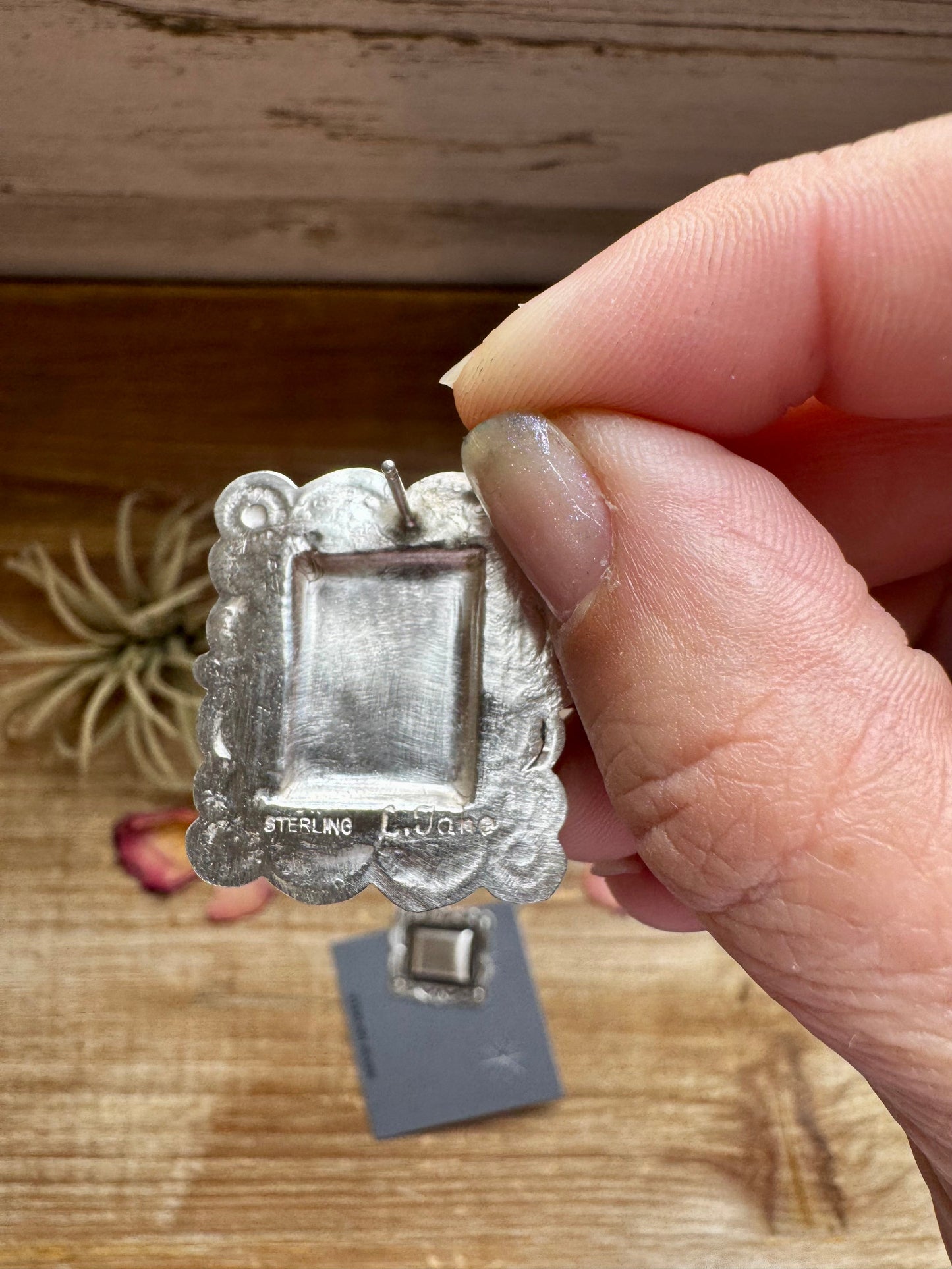 Bigger Square Sterling silver stud earrings