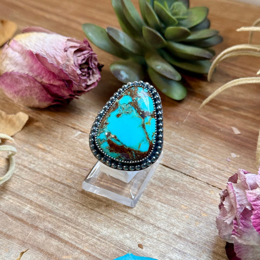 MJ Turquoise Ring – Sterling Silver Adjustable Band