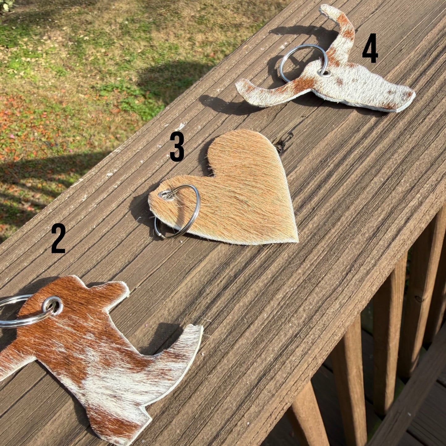 Genuine Hair-On-Hide Keychain – Single-Sided Cowhide Shapes