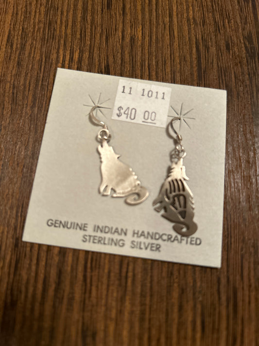 WD- Sterling silver wolf earrings