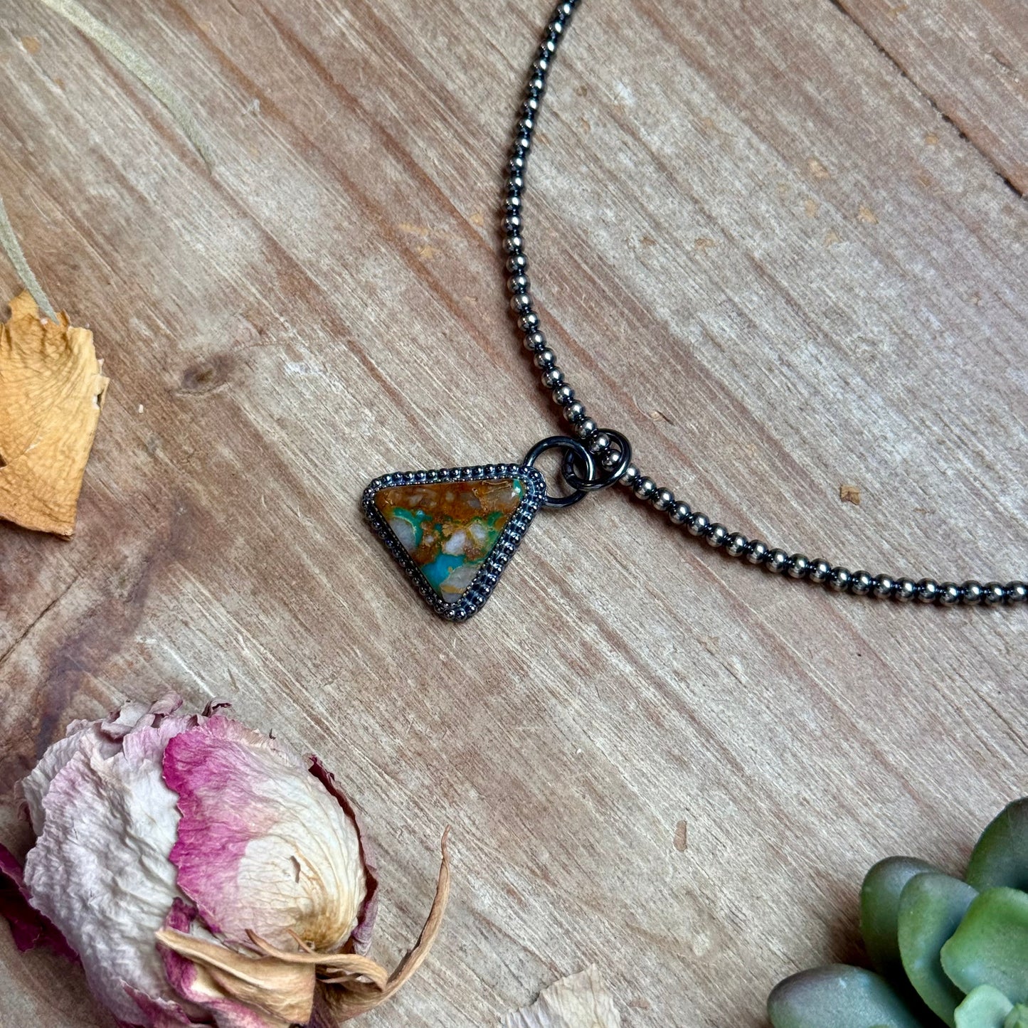 ***FREE Sterling Silver Pearl Necklace + MJ Triangle Royston Turquoise Pendant