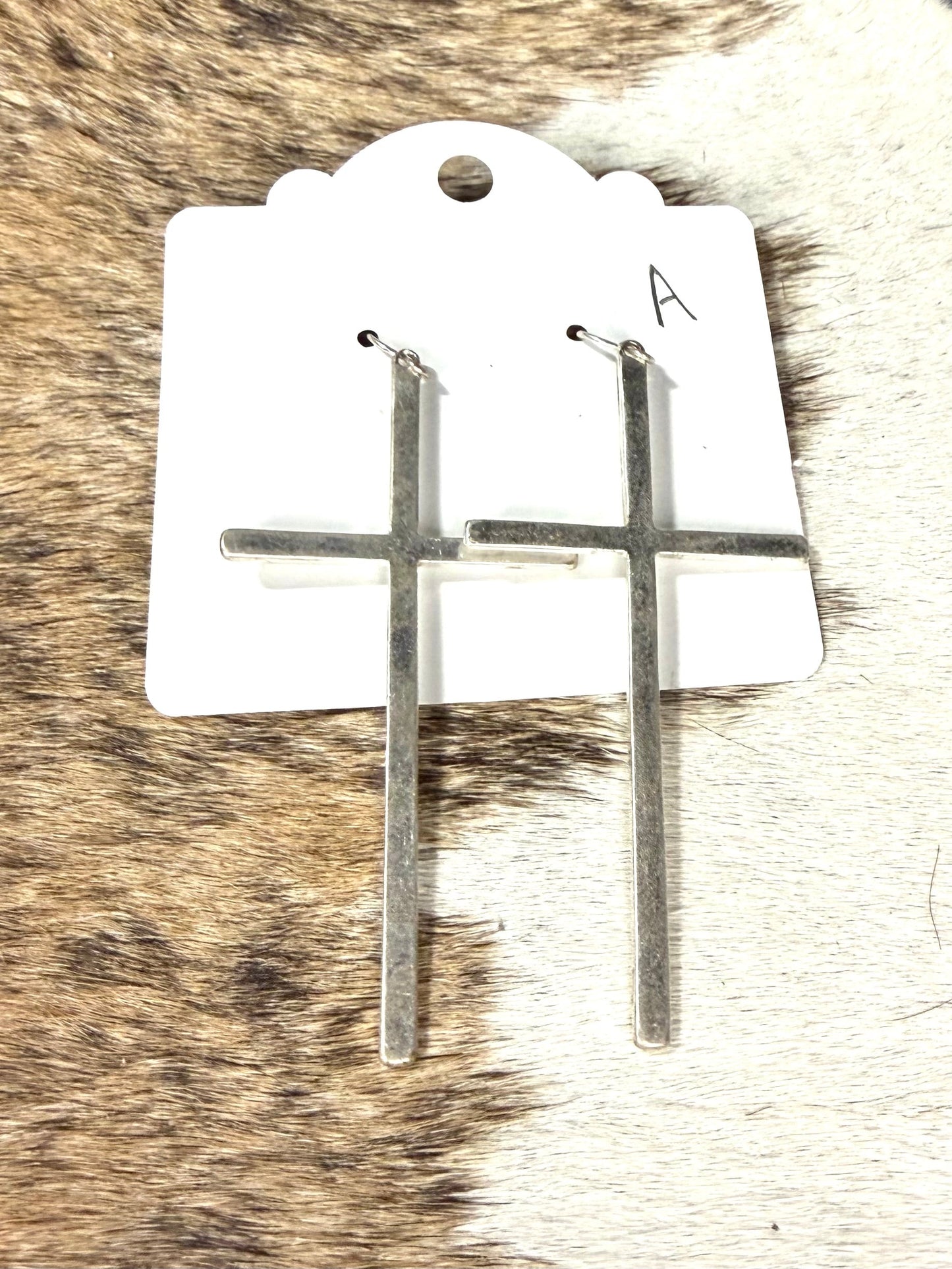 Long Silver Cross Dangle Earrings – Minimalist Western Faith Earrings