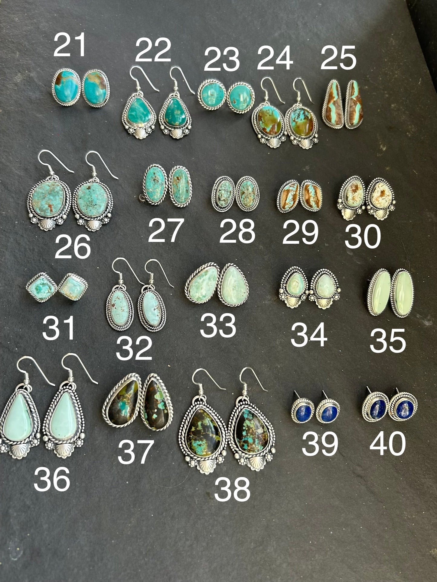 28 - Sterling Silver Dry Creek Turquoise Stud Earrings by Shay Pfeiffer