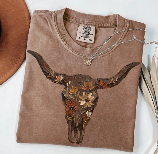 PREORDER-Hippy cow skull tee