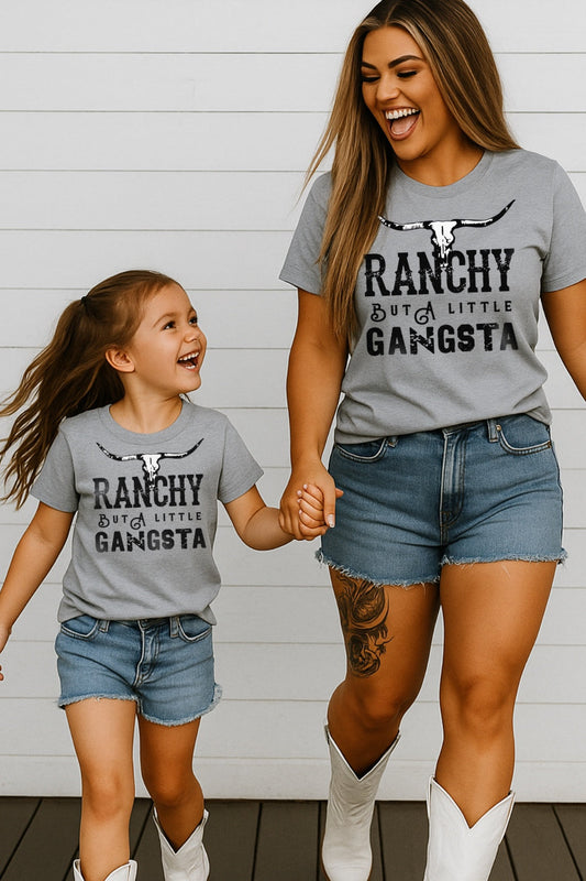Ranchy But a Little Gangsta Matching Mom & Me Shirt – Graphic Tee, Long Sleeve & Crewneck.